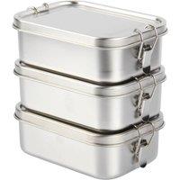 KORVIXA 3PCS Stainless Steel Bento Lunch Box 750ml in Silver | Size: 500mm