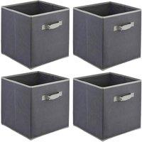 Havendro Set of 4 Collapsible Foldable Storage Boxes Fabric Cubes Box in Grey