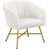 KORVIXA Modern Boucle Barrel Chair Accent Armchair in White | Size: 100 cm x 100 cm