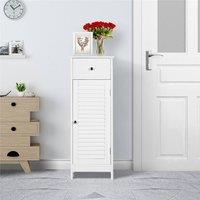 KORVIXA Bathroom Floor Cabinet Kitchen Cupboard Slim Bedroom Sideboard in White | Size: W900mm x H650mm