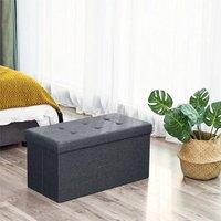 KORVIXA Dark Grey 110*38*38cm Extra Large Ottoman Storage Seat Stool | Size: 100 cm