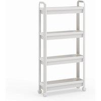 VOGREX 4-Tier Slim Rolling Storage Cart, Bathroom Organiser in White
