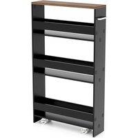 VOGREX Black 4-Tier Wheeled Utility Storage Cart, Space-Saving Open Shelves