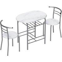 VOGREX Modern Compact Breakfast Dining Set Small Table 2 Chairs for Kitchen in White