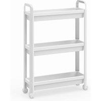 VOGREX White 3 Tier Slim Rolling Bathroom Storage Cart