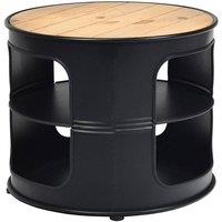 VOGREX Heavy Duty 3 Tier Round Coffee Side Table Open Shelves in Black