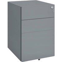 NESTLUNE 3 Drawer Metal Filing Cabinet Lockable 5 Wheels Compact in Grey | Size: 100 cm x 60 cm