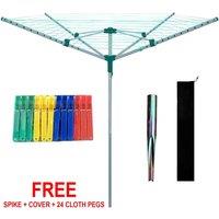 Nordara 4 Arm- Rotary Airer Outdoor Washing Line in Green | Size: 100 cm