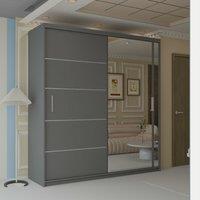 Sliding Wardrobes 4U Velson One Side Mirror Sliding Door Wardrobe 150cm X 217cm in Grey | Size: 150 cm X 217 cm