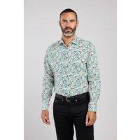 Double TWO Men's Cream Botanical Berries & Leaves Print Casual Shirt | Size: 3XL