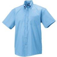 Russell Men's Collection Short Sleeve Ultimate Non-Iron Shirt in Light Blue | Size: 17.5 in