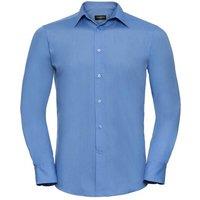 Russell Collection Men's Poplin Long-Sleeved Shirt in Blue | Size: Large