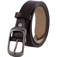 MODISHION Women's Classic Pin Buckle Leather Belt in Dark Brown | Size: Medium/Large