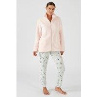 Damart Women's Thermal Short Teddy Fleece Dressing Gown in Pale Pink | Size: 2XL