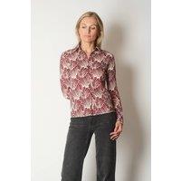SOLO Women's Bold Leaf Print Shirt in Wine | Size: 8