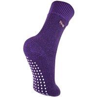 THMO Women's 1 Pack Indoor Thermal Slipper Socks with Grips in Purple | Size: 4-5