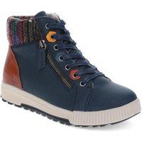 Pavers Women's Wide Fit Knitted Cuff Ankle Boots in Navy | Size: 6