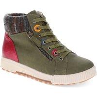 Pavers Women's Wide Fit Knitted Cuff Ankle Boots in Khaki | Size: 3