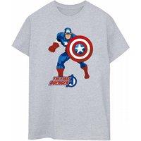 Captain America Women's The First Avenger Boyfriend T-Shirt in Mid Grey | Size: Large