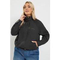 Yours Women's Funnel Neck Twill Shacket in Black | Size: 22-24
