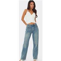 EGO Women's Strappy V-neck Ruched Mesh Corset Top in White | Size: 8
