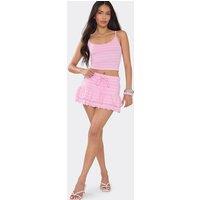 EGO Women's Frill Trim Mid Rise Mini Skirt in Light Pink | Size: 8