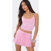 EGO Women's Strappy Scoop Neck Striped Cami Top in Light Pink | Size: 8