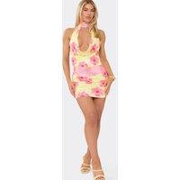 EGO Women's Sequin Floral Mid Rise Mini Skirt in Light Pink | Size: 8