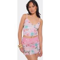 EGO Women's Strappy Plunging Neckline Sequin Vest in Light Pink | Size: 10