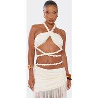 EGO Women's Strappy Halter Neck Bralet in Cream | Size: 10