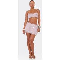 EGO Women's Textured Mid Rise Mini Skirt in Baby Pink | Size: 8