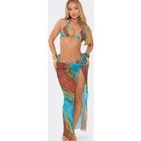 EGO Women's Knotted Tie Maxi Skirt in Bright Blue | Size: 10