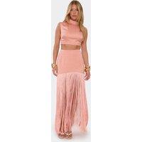 EGO Women's Satin Mid Rise Maxi Skirt in Dusty Pink | Size: 8