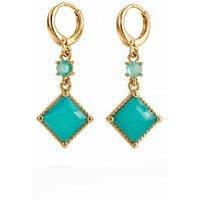 Luxe Tones Women's Sorella Luxe Gold Plated Turquoise Drop Earrings