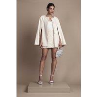 Coast Women's White Belted Short Occasion Cape Coat | Size: 16