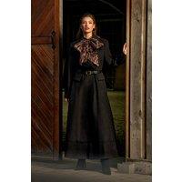 Coast Women's Lisa Tan Occasion Skirt Detail Belted Longline Coat in Black | Size: 12
