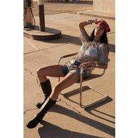 NastyGal Women's Embellished Football Top in Grey | Size: Large