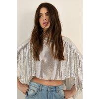 NastyGal Women's Chainmail Cape in Silver | Size: S/M