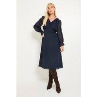 Wallis Women's Petite Burn Out Ruffle Midi Dress in Navy | Size: 10