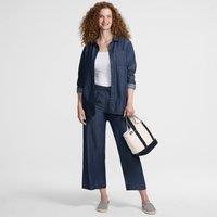 Lands' End Women's TENCEL Blend Pull On Cropped Trousers in Indigo | Size: 18