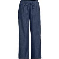 Lands' End Women's Plus TENCEL Blend Pull On Cropped Trousers in Indigo | Size: 20