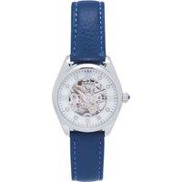 Empress Women's Magnolia Automatic MOP Skeleton Dial Leather-Band Watch in Blue