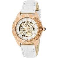 Empress Women's Godiva Automatic MOP Leather-Band Watch in White