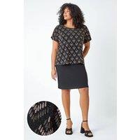 Roman Women's Curve Glitter Embellished Contrast Dress in Bronze | Size: 20