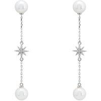 Latelita Women's Falling Star Pearl Drop Earrings Silver in White