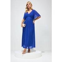 Yours Women's Gathered Maxi Dress in Cobalt | Size: 26-28