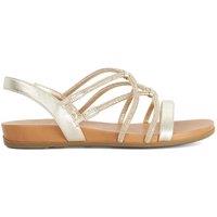 Dune London Women's Wide Fit 'Lyrically' Leather Sandals in Metallics | Size: 3