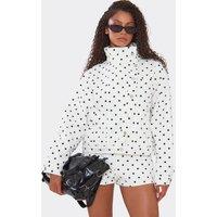 EGO Women's Long Sleeve Polka Dot Denim Jacket in White | Size: 6