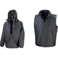 Result Men's Core 3-in-1 Jacket With Quilted Bodywarmer Jacket in Black | Size: Medium