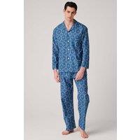 British Boxers Men's "Marrakesh Paisley" Crisp Cotton Pyjama Set in Bright Blue | Size: Medium